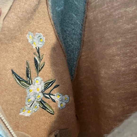 Anthropologie Maeve Varsity Bomber Jacket w/ Embroidery Zip Up Pockets sz Medium - Picture 10 of 14